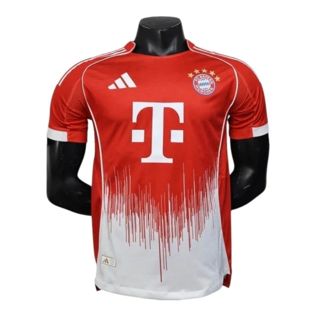 Camisa Bayern de Munique I 25/26 - Jogador Adidas Masculina - Vermelha com detalhes em branco